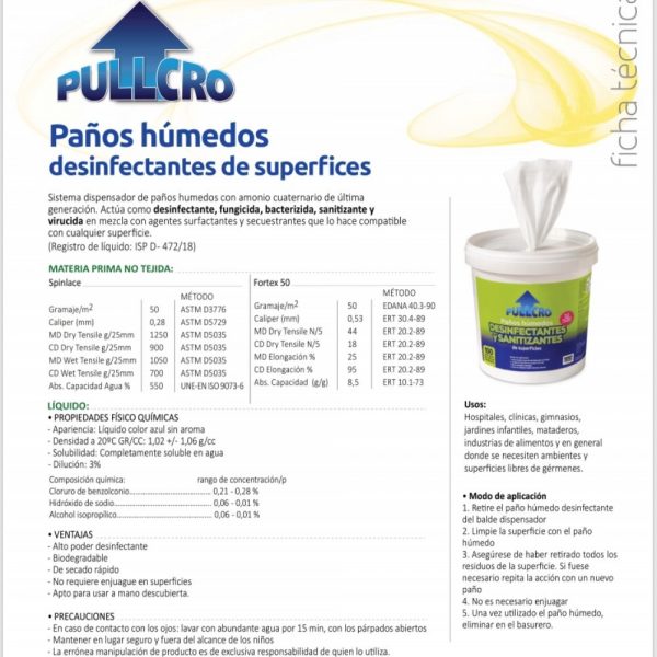 Toallas Desinfectantes Pullcro 100 unidades - Imagen 2